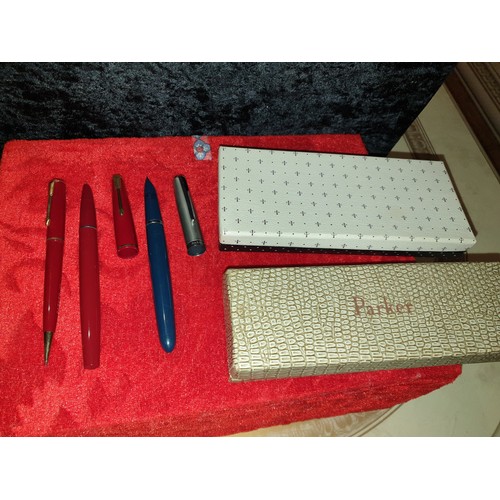 6 - Parker Nib Pen And Revolving Pencil Set In Original Case And Parker Nib Pen In Original Case