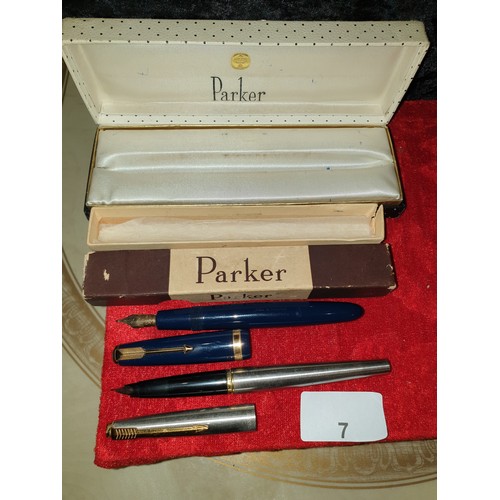 7 - 2 Parker Nib Pens With Original Boxes 1 Has 14ct Nib