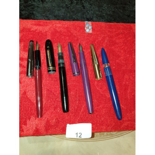 12 - 4 Assorted nib pens Conklin 5-28-1918 USA Osmiroid ect