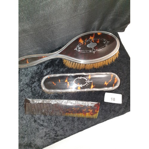 50 - Selection Of Tortoise Shell And Silver 1920s Ladies Brushes And Comb