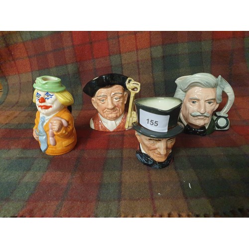 155 - 4 Doulton Toby Toby Jugs To Include The Clown John Peel Calder And Mark Twain