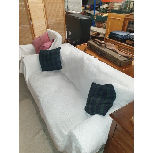 306 - Suite Comprising Of 2 Seater Couch And Chair With White Throws