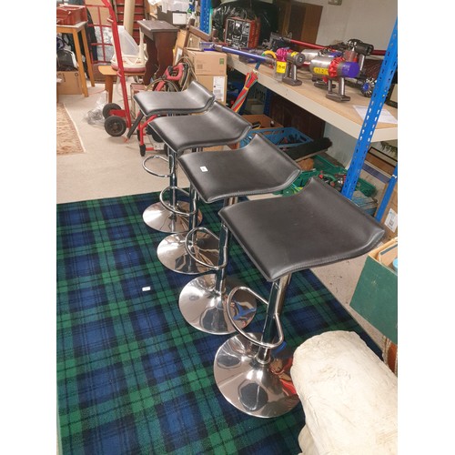 309 - 4 Good Quality Chrome And Black Bar Stools