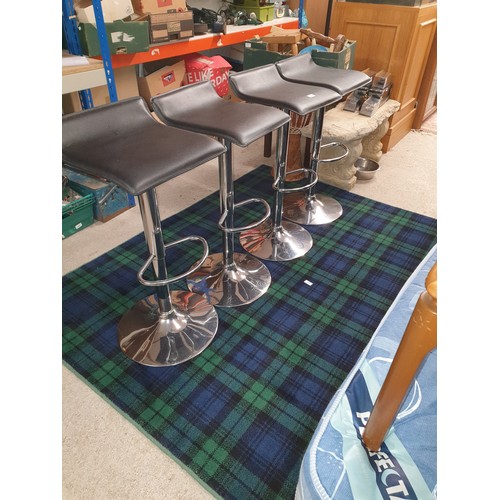 309 - 4 Good Quality Chrome And Black Bar Stools