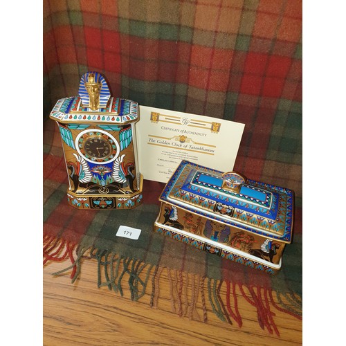 171 - Compton And Woodhouse Limited Edition  The Golden Clock And Golden Casket Of Tutankhamun