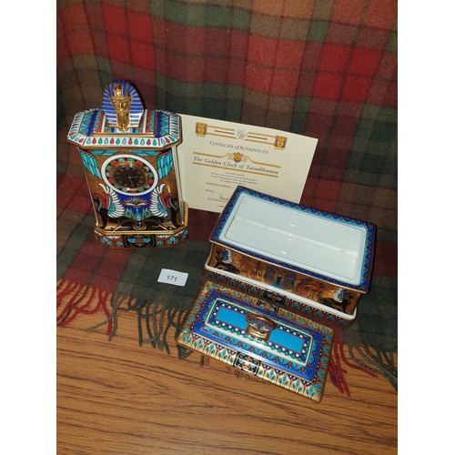 171 - Compton And Woodhouse Limited Edition  The Golden Clock And Golden Casket Of Tutankhamun