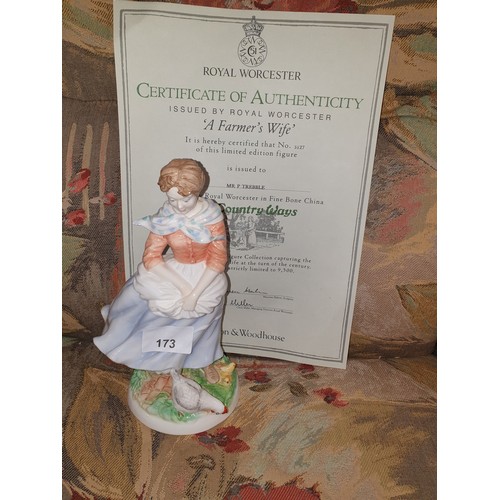 173 - Limited Edition Royal Worcester Figure Old Country Ways A Farmers Wife