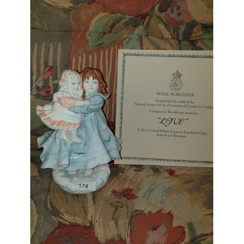 174 - Royal Worcester Limited Edition Figure Love For The National Society For Prevention Of Cruelty To Ch... 