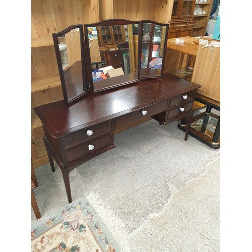 302 - Stag Dressing Table With Triple Mirrored Top