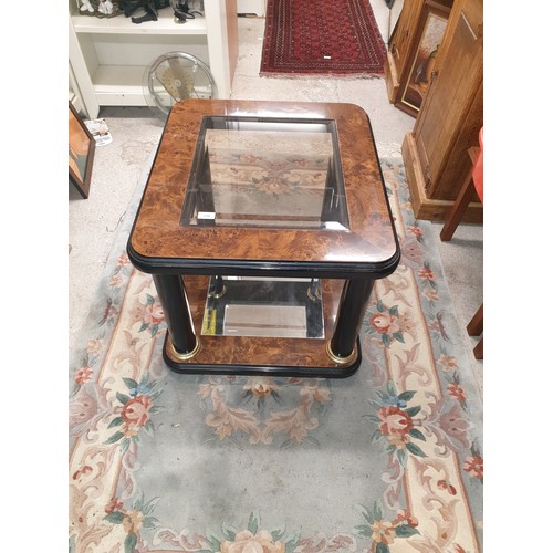 310 - Glass Topped Side Table With Mirrored Base