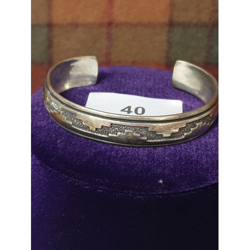 40 - Beautiful Sterling Silver Bangle With Asthetic Design