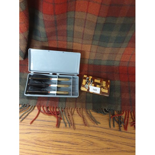 145 - Set Vintage Darts And Card Case