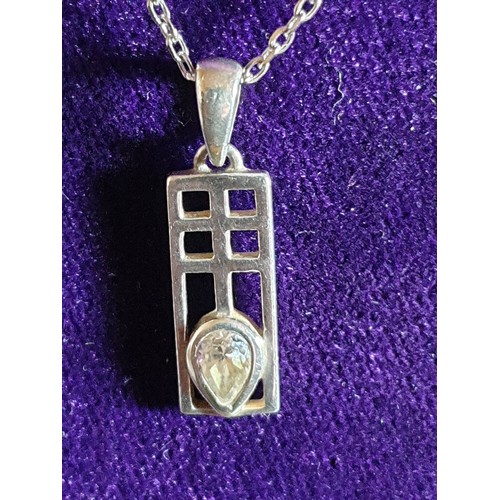 66 - Silver Rennie MacIntosh Style Pendant on Silver Chain.