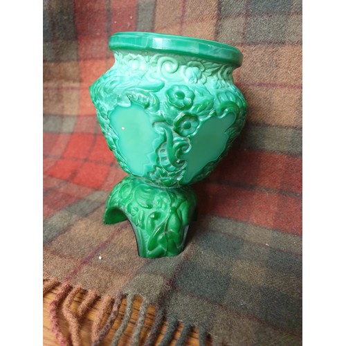 91 - Beautiful Far Eastern Carved Malachite  Stand With Urn Type Top Beautifully Carved