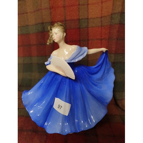 97 - Royal Doulton Figure Elaine HN2791 With Beautiful Cobalt Blue Dress