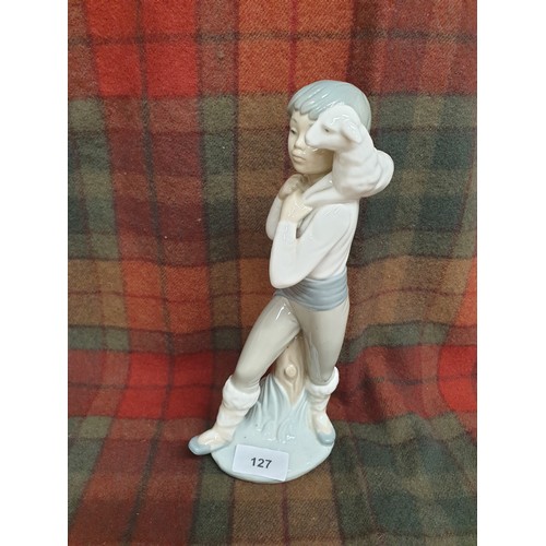 127 - Large Nao Figure Boy With Lamb Stands 26cms Tall