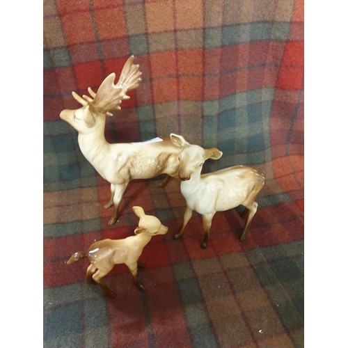 228 - Beswick Deer Family Comprising Of Stag Doe And Fawn