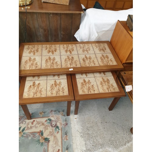 308 - 1970s Retro Tile Topped Nest Of 3 Tables 1 Large 2 Smaller