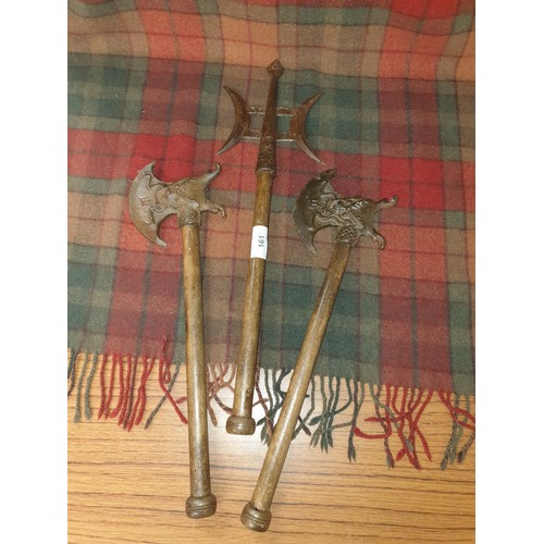 161 - 3 Far Eastern Ceremonial Axes With Cast Iron Blades