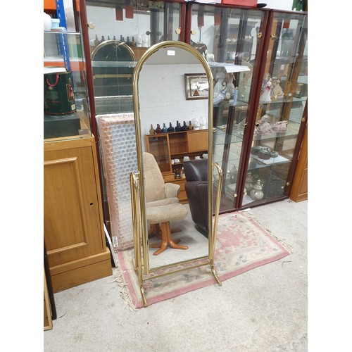 168 - Beautiful Brass Framed Cheval Mirror