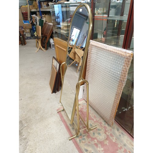 168 - Beautiful Brass Framed Cheval Mirror