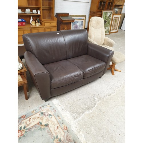 305 - 2 Seater Brown Leather Couch