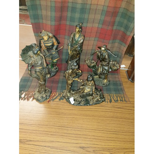 117 - 5 Assorted Oriental Figures Samurai Warriors Ect