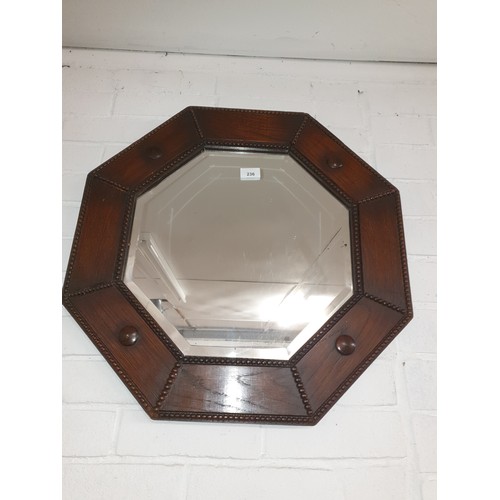 236 - Oak Framed Hexagonal Mirror