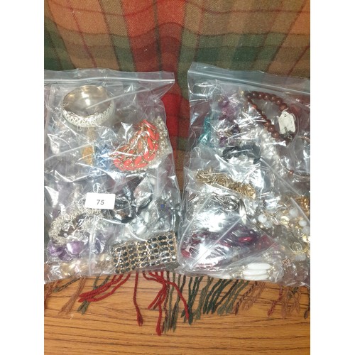 75 - 2 Large Bags Of Costume Jewellery