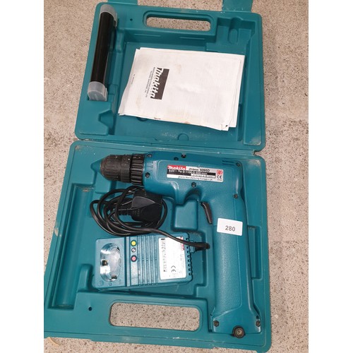 280 - Makita Cord;ess Drill With Charger And Spare Battery