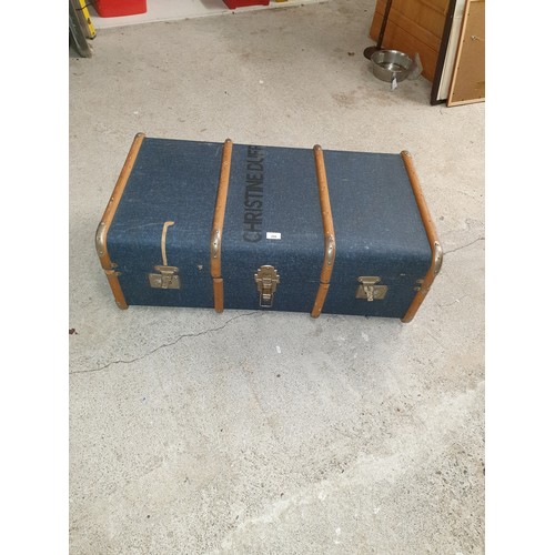 298 - Large Wooden Bound Trunk With Liner