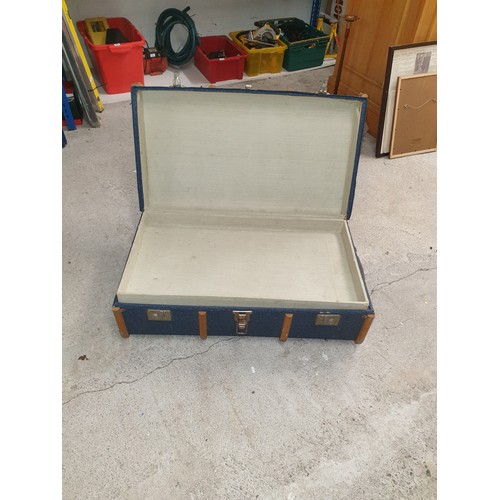 298 - Large Wooden Bound Trunk With Liner