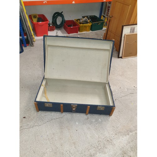 298 - Large Wooden Bound Trunk With Liner