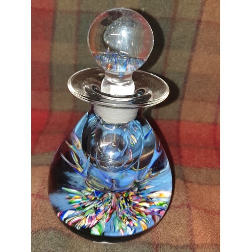 132 - Rare Caithness Glass Ink Bottle/ Perfume Bottle With Signature Cane In Stopper Stunning Piece