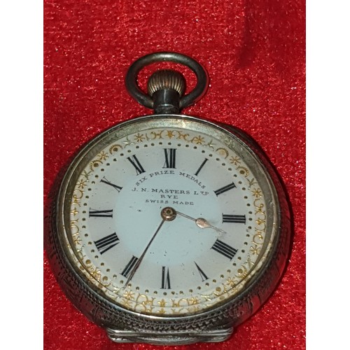 42 - Beautiful Silver Ladies Fob Watch With J N Masters Ltd Rye