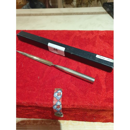 46 - Solid Silver Hallmarked Letter Opener In Fitted Case