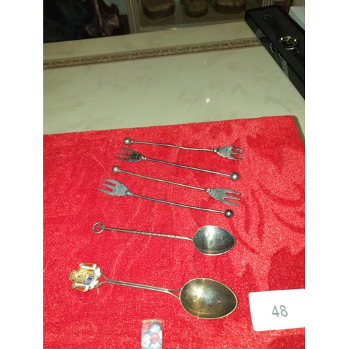 48 - 4 Silver Hallmarked Pickle Forks And 2 Silver Hallmarked Spoons