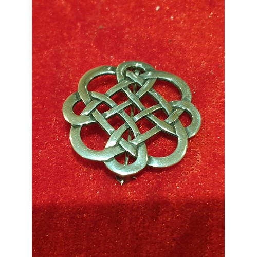 57 - Silver Hallmarked Edinburgh Celtic Brooch Makers Mark HJ