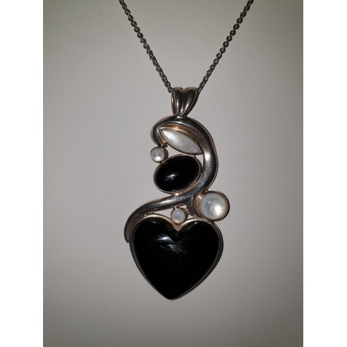 68 - Silver Necklace With Huge Impressive Silver Love Heart Pendant