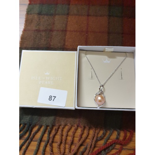 87 - Silver Necklace With Silver And Isle Of Wight Pear Pendant In Original Box