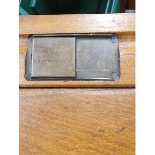 264 - Vintage Childs Double Twin School Desk With Brass Ink Wells