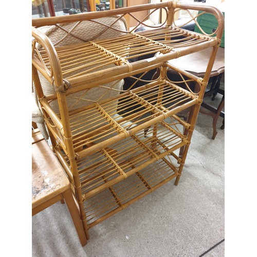 265 - Vintage 1970s Retro  Bamboo 4 Shelf Bookcase