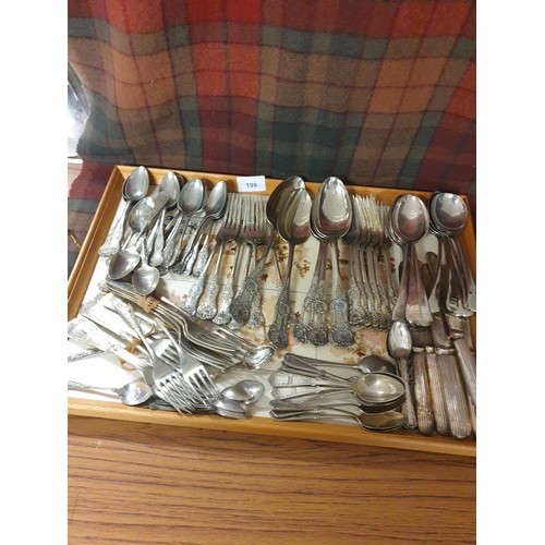 199 - Tray Of EP Cutlery To Include Large Kings Pattern Servers Ect