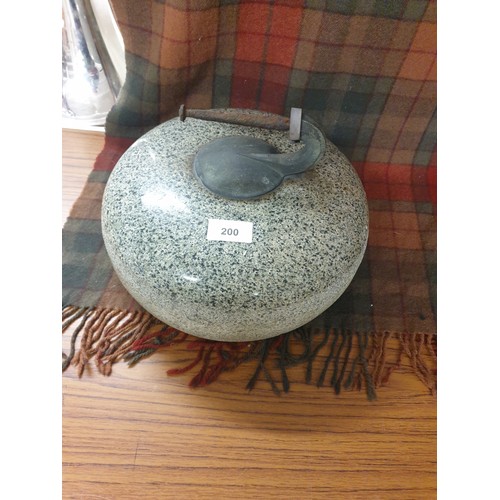 200 - Large Scottish Curling Stane With Handle Needs New Wood For Handle