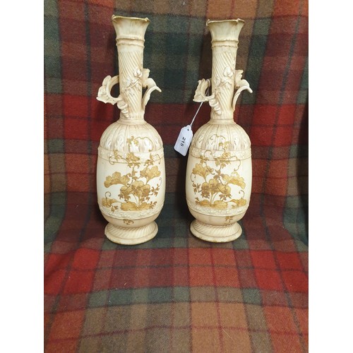 215 - Pair Of Victorian Royal Worcester Style Vases Stands 33 cms Tall