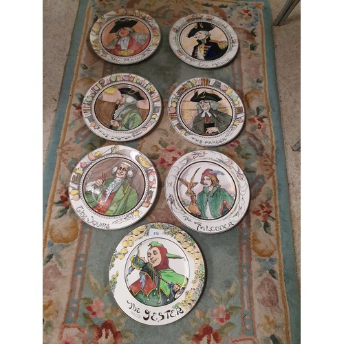 216 - 7 Early Doulton Wall Chargers The Mayor, Admiral,Doctor,Parson, Squire, Falconer, Jester