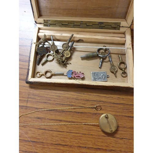 231 - Box Of Pocket Watch Keys And Unusual Measuring Device ect