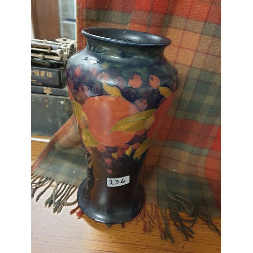 236 - Large Moorcroft Pomegranit Pattern Vase a/f Stands  33cms Tall