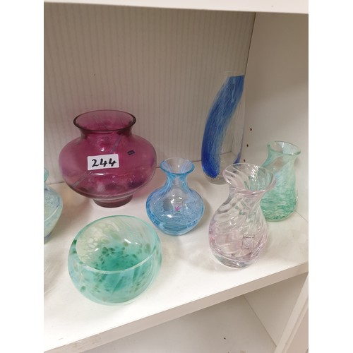 244 - Shelf Of Caithness Glass Vases ect