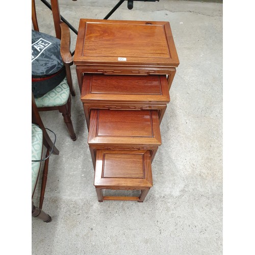 101 - Nest Of Oriental  Rosewood Carved Tables